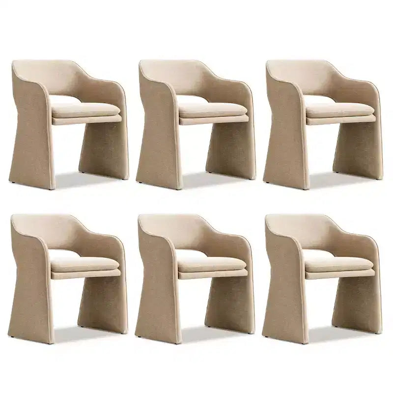Lot de 6 chaises de salle à manger rembourrées avec accoudoirs enveloppants – Chenille, dossier incurvé, 58,4 cm L x 77,5 cm H