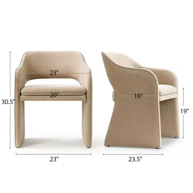 Lot de 6 chaises de salle à manger rembourrées avec accoudoirs enveloppants – Chenille, dossier incurvé, 58,4 cm L x 77,5 cm H