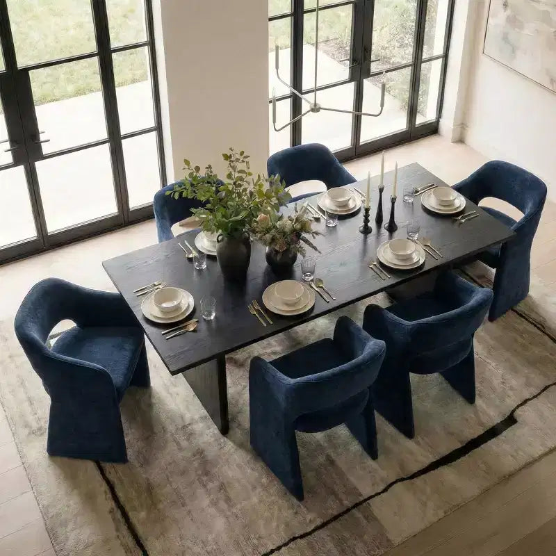 Lot de 6 chaises de salle à manger rembourrées avec accoudoirs enveloppants – Chenille, dossier incurvé, 58,4 cm L x 77,5 cm H