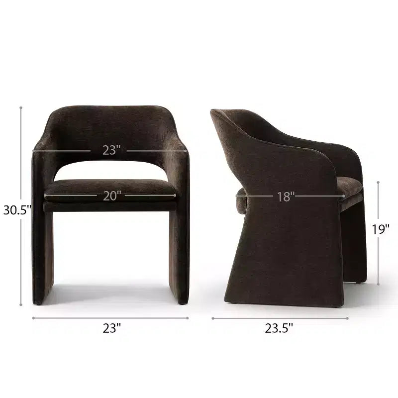 Lot de 6 chaises de salle à manger rembourrées avec accoudoirs enveloppants – Chenille, dossier incurvé, 58,4 cm L x 77,5 cm H