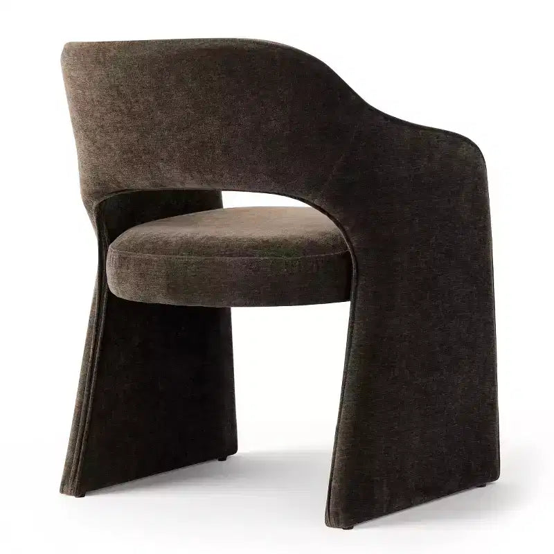 Lot de 6 chaises de salle à manger rembourrées avec accoudoirs enveloppants – Chenille, dossier incurvé, 58,4 cm L x 77,5 cm H
