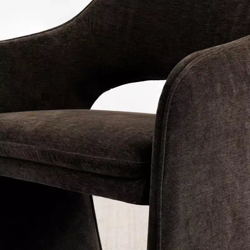 Lot de 6 chaises de salle à manger rembourrées avec accoudoirs enveloppants – Chenille, dossier incurvé, 58,4 cm L x 77,5 cm H