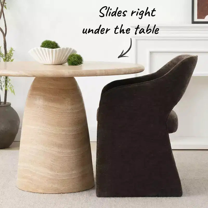 Lot de 6 chaises de salle à manger rembourrées avec accoudoirs enveloppants – Chenille, dossier incurvé, 58,4 cm L x 77,5 cm H
