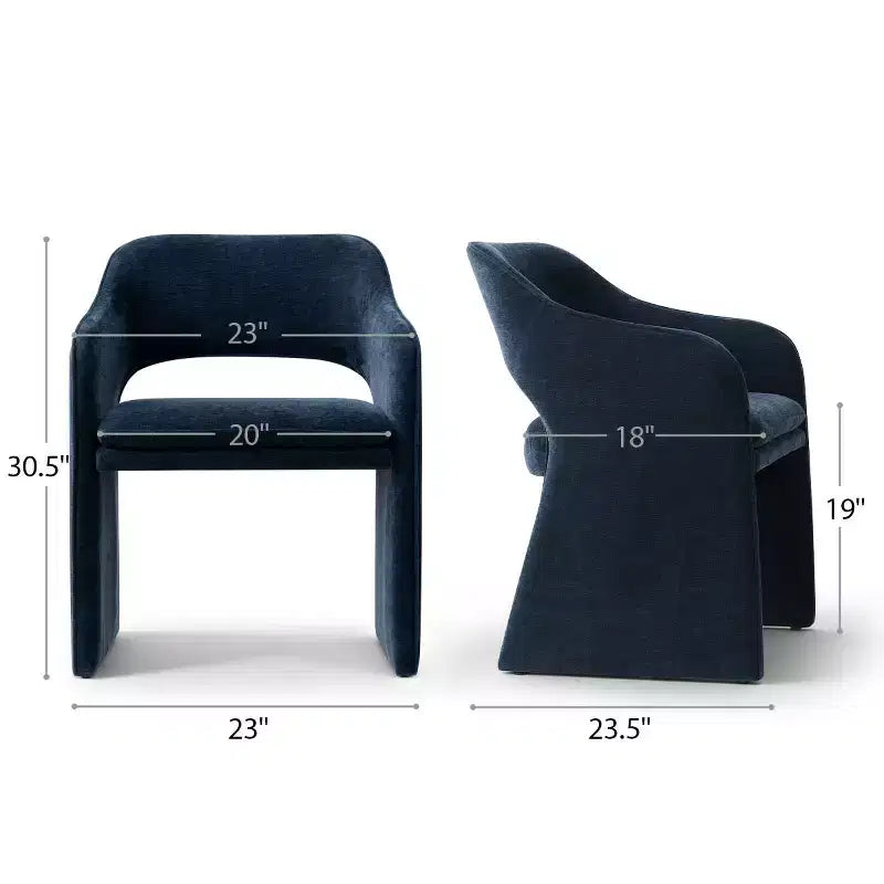 Lot de 6 chaises de salle à manger rembourrées avec accoudoirs enveloppants – Chenille, dossier incurvé, 58,4 cm L x 77,5 cm H