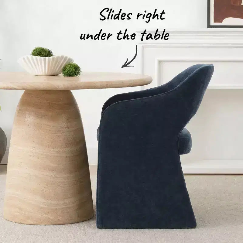 Lot de 6 chaises de salle à manger rembourrées avec accoudoirs enveloppants – Chenille, dossier incurvé, 58,4 cm L x 77,5 cm H