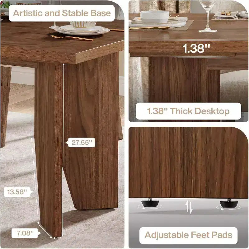 Bureau de direction Mid-Century Modern de 160 cm – MDF, capacité de 136 kg, marron, poste de travail pour bureau à domicile