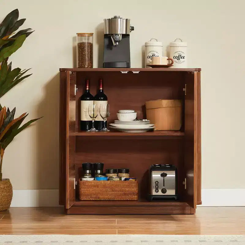 Buffet vaisselier avec design courbé en vague – 80 cm (L) x 80 cm (H), capacité 68 kg, 2 portes