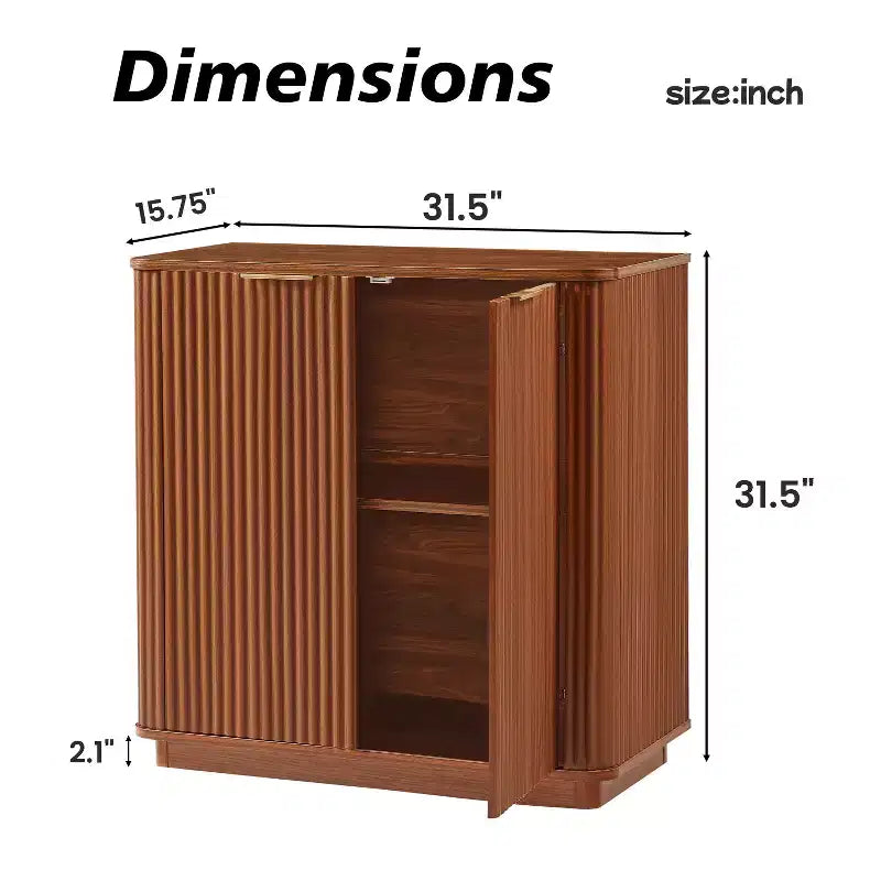 Buffet vaisselier avec design courbé en vague – 80 cm (L) x 80 cm (H), capacité 68 kg, 2 portes