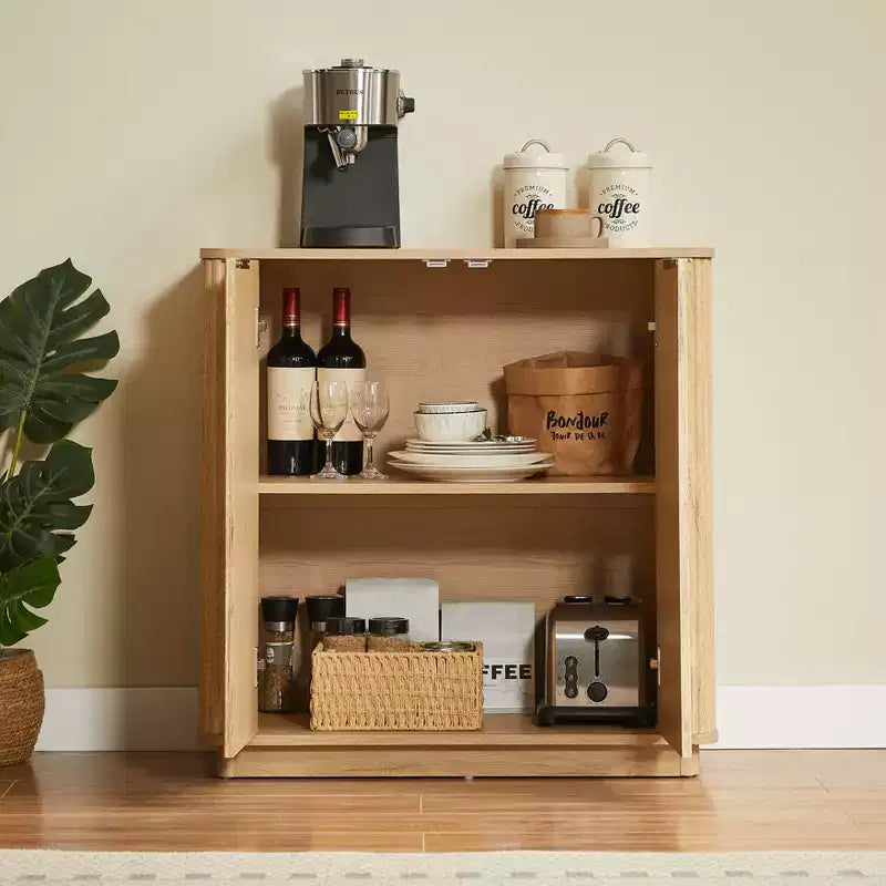 Buffet vaisselier avec design courbé en vague – 80 cm (L) x 80 cm (H), capacité 68 kg, 2 portes