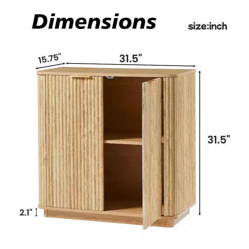 Buffet vaisselier avec design courbé en vague – 80 cm (L) x 80 cm (H), capacité 68 kg, 2 portes