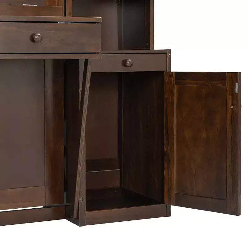 Lit escamotable Queen avec bureau intégré, armoires et tiroirs – Bois massif, capacité de 272 kg, 2 finitions