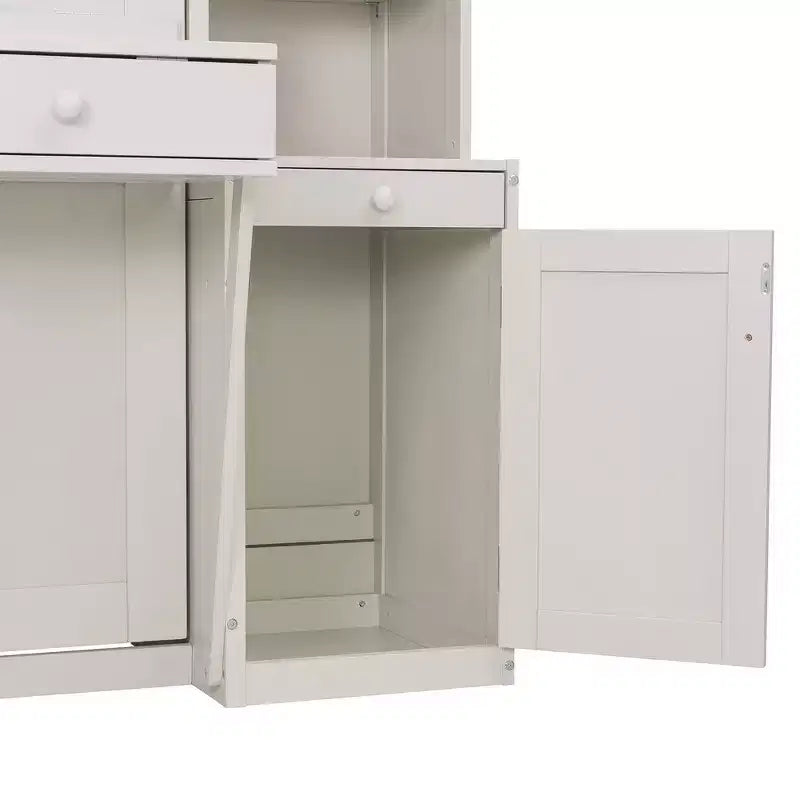 Lit escamotable Queen avec bureau intégré, armoires et tiroirs – Bois massif, capacité de 272 kg, 2 finitions