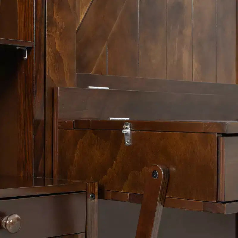 Lit escamotable Queen avec bureau intégré, armoires et tiroirs – Bois massif, capacité de 272 kg, 2 finitions