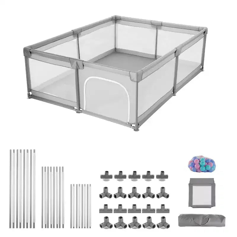 VEVOR Baby Playpen, 78.7 x 70.3 Extra Large Playpen, Indoor/Outdoor Baby Fence Play Yard, No-Gap Safety Activity Center, 50 Ocean Balls, Gray