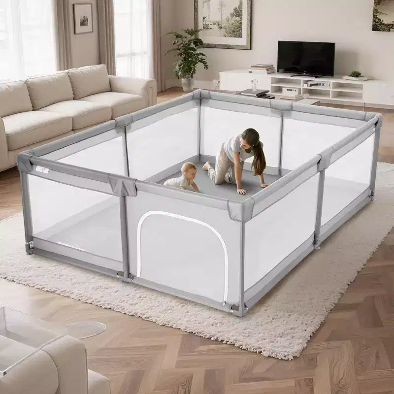 Parc pour bébé très grand 200 x 178,5 cm avec 50 balles de l'océan, cadre en fer, maille sans BPA, intérieur/extérieur