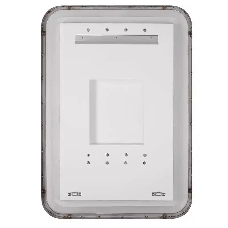 Miroir mural rectangulaire éclairé par LED – Cadre en acier inoxydable nickel poli, 22" L x 32" H, contrôle tactile
