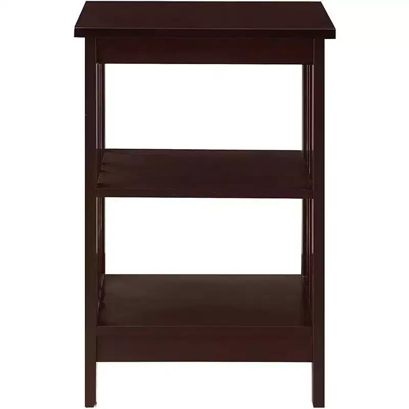 Table d'appoint en bois blanc avec 2 étagères – 60,3 cm H x 40 cm L, table de chevet compacte pour petits espaces