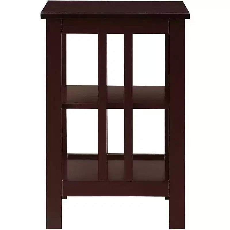 Table d'appoint en bois blanc avec 2 étagères – 60,3 cm H x 40 cm L, table de chevet compacte pour petits espaces