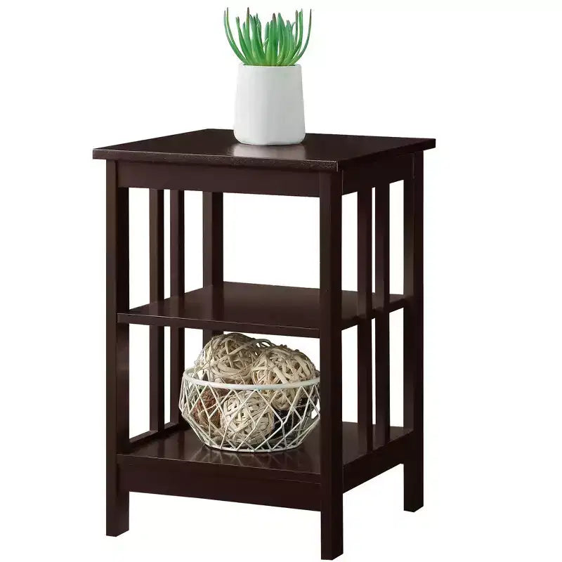 Table d'appoint en bois blanc avec 2 étagères – 60,3 cm H x 40 cm L, table de chevet compacte pour petits espaces