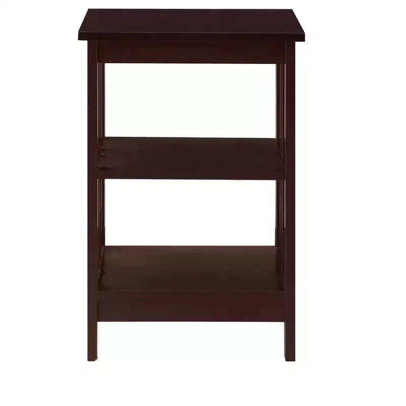 Table d'appoint en bois blanc avec 2 étagères – 60,3 cm H x 40 cm L, table de chevet compacte pour petits espaces