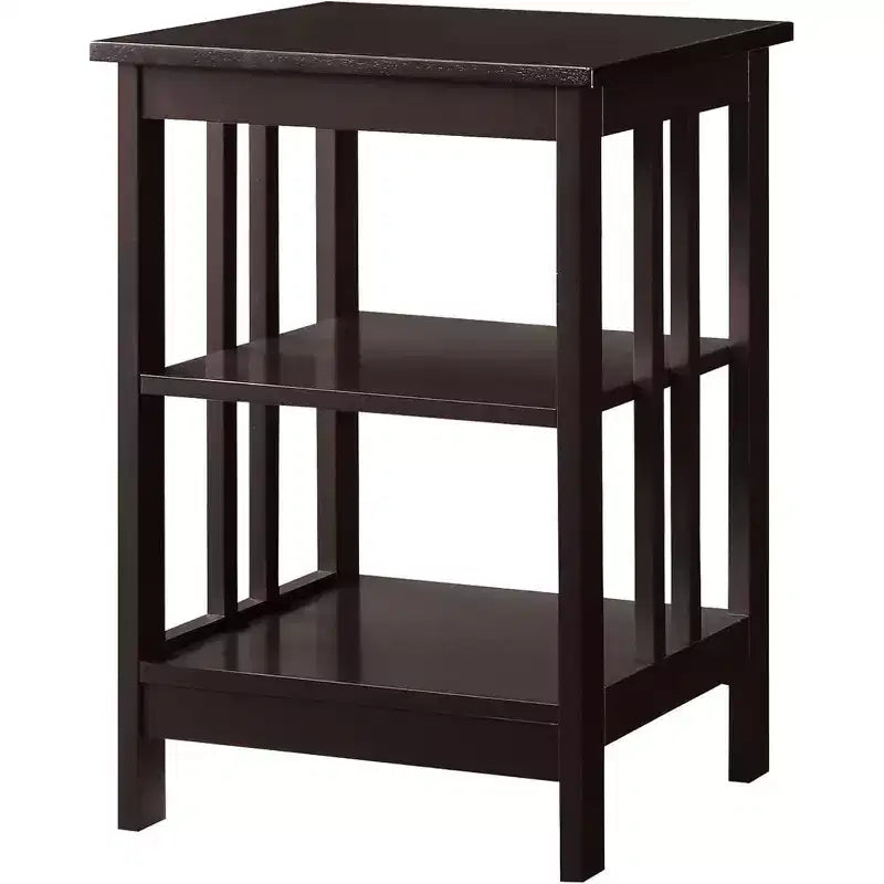 Table d'appoint en bois blanc avec 2 étagères – 60,3 cm H x 40 cm L, table de chevet compacte pour petits espaces