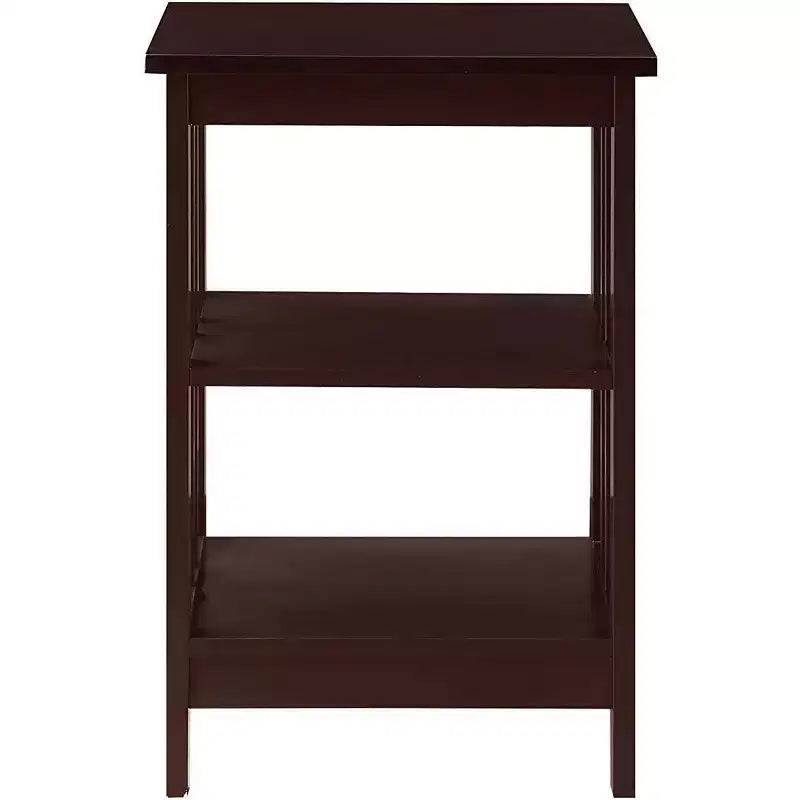 Table d'appoint en bois blanc avec 2 étagères – 60,3 cm H x 40 cm L, table de chevet compacte pour petits espaces