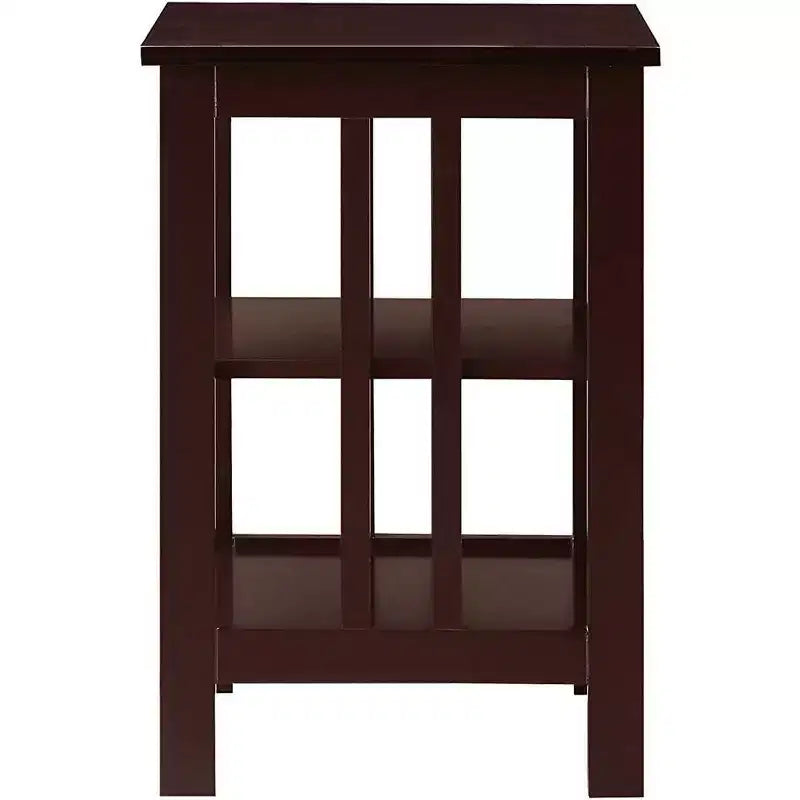 Table d'appoint en bois blanc avec 2 étagères – 60,3 cm H x 40 cm L, table de chevet compacte pour petits espaces