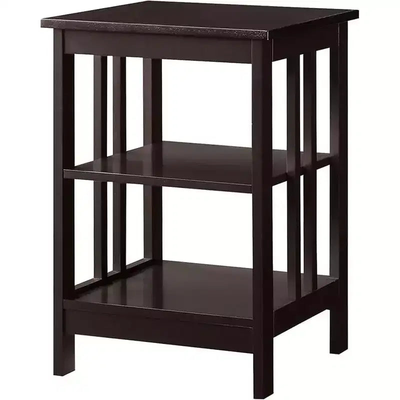 Table d'appoint en bois blanc avec 2 étagères – 60,3 cm H x 40 cm L, table de chevet compacte pour petits espaces