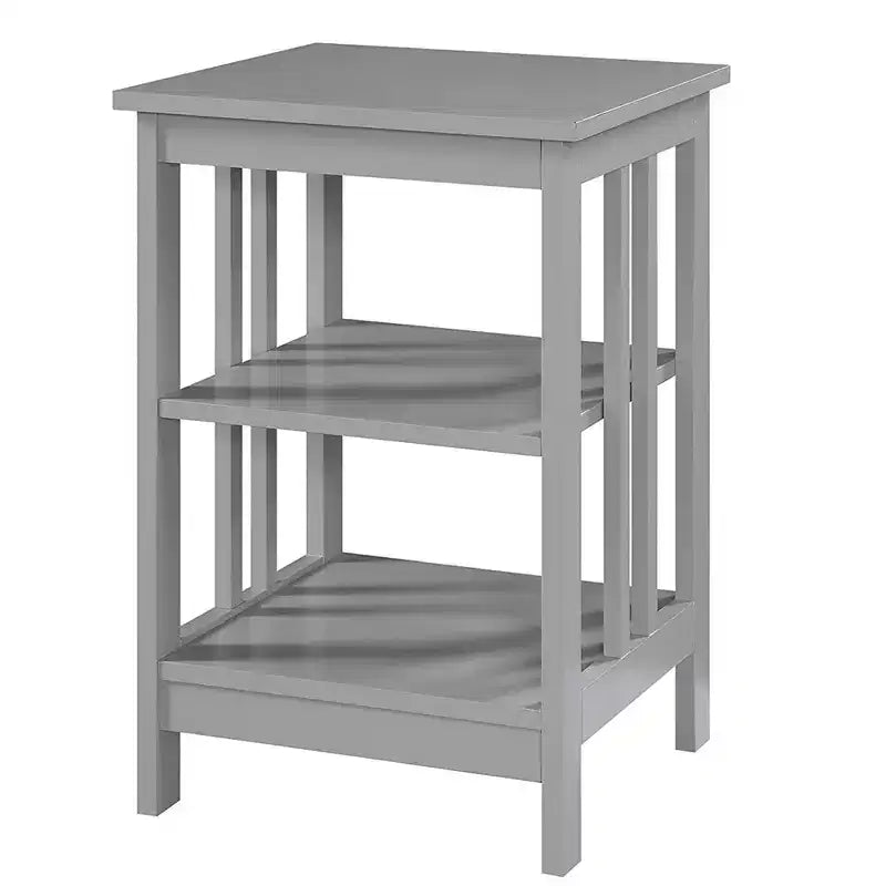 Table d'appoint en bois blanc avec 2 étagères – 60,3 cm H x 40 cm L, table de chevet compacte pour petits espaces