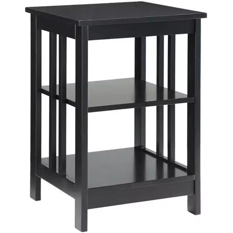 Table d'appoint en bois blanc avec 2 étagères – 60,3 cm H x 40 cm L, table de chevet compacte pour petits espaces