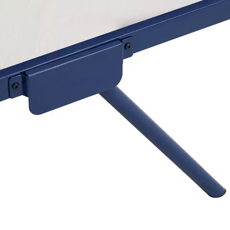 Lit de jour jumeau avec lit gigogne relevable – Se transforme en 2 lits, Cadre en fer, Bleu marine, Style industriel