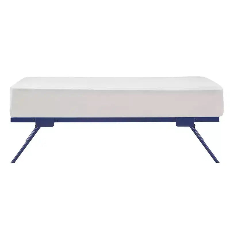 Lit de jour jumeau avec lit gigogne relevable – Se transforme en 2 lits, Cadre en fer, Bleu marine, Style industriel
