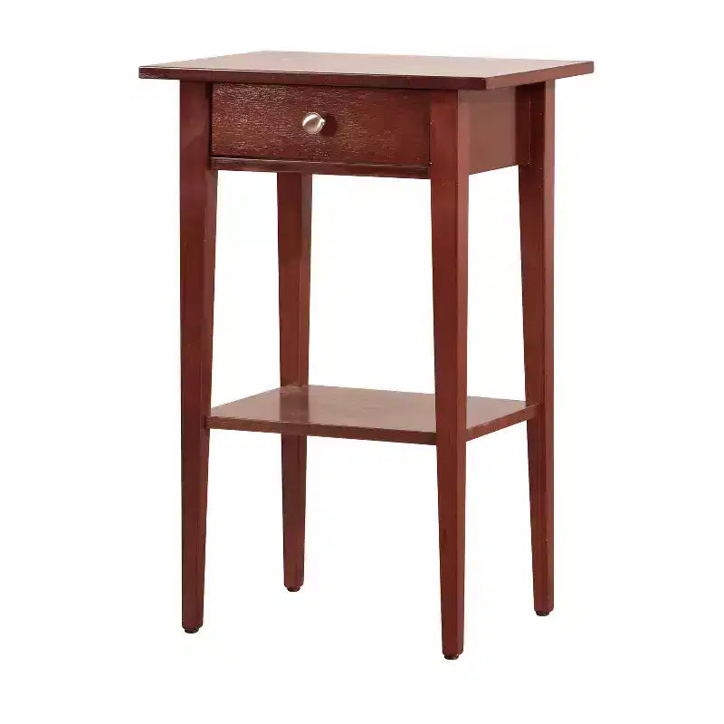 Table de chevet rectangulaire en bois de chêne avec tiroir – 71 cm (H) x 46 cm (L) x 36 cm (P), finition cerisier, style moderne