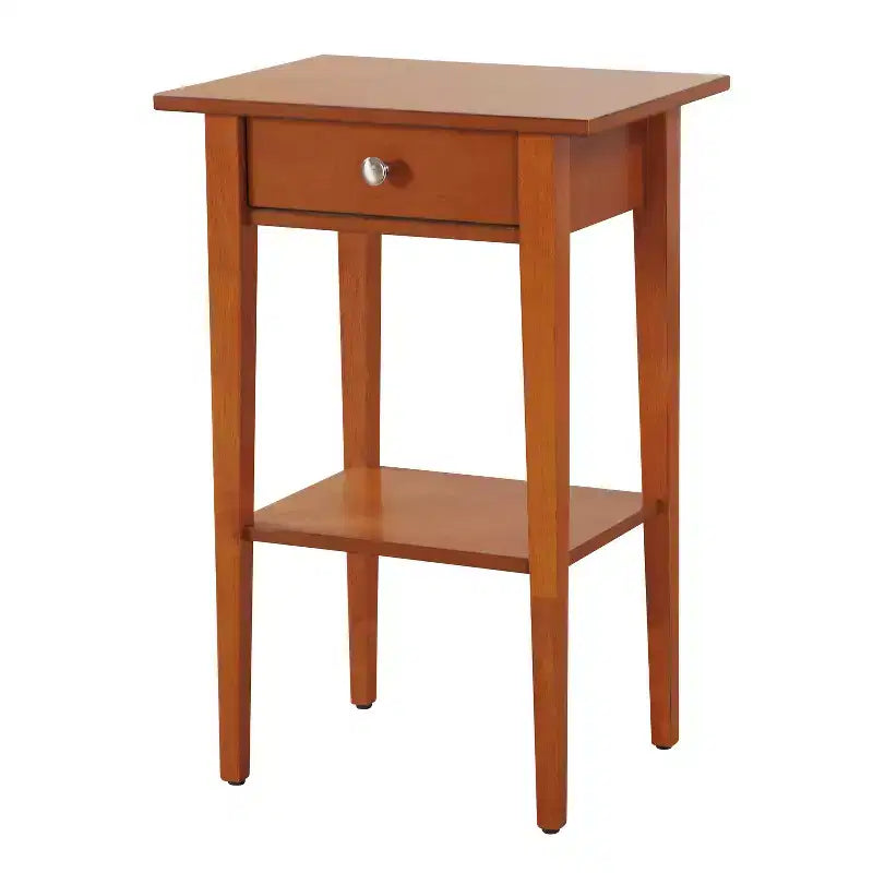 Table de chevet rectangulaire en bois de chêne avec tiroir – 71 cm (H) x 46 cm (L) x 36 cm (P), finition cerisier, style moderne