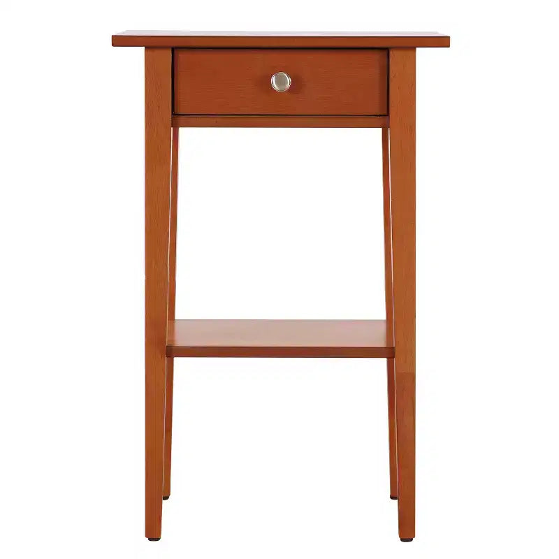Table de chevet rectangulaire en bois de chêne avec tiroir – 71 cm (H) x 46 cm (L) x 36 cm (P), finition cerisier, style moderne