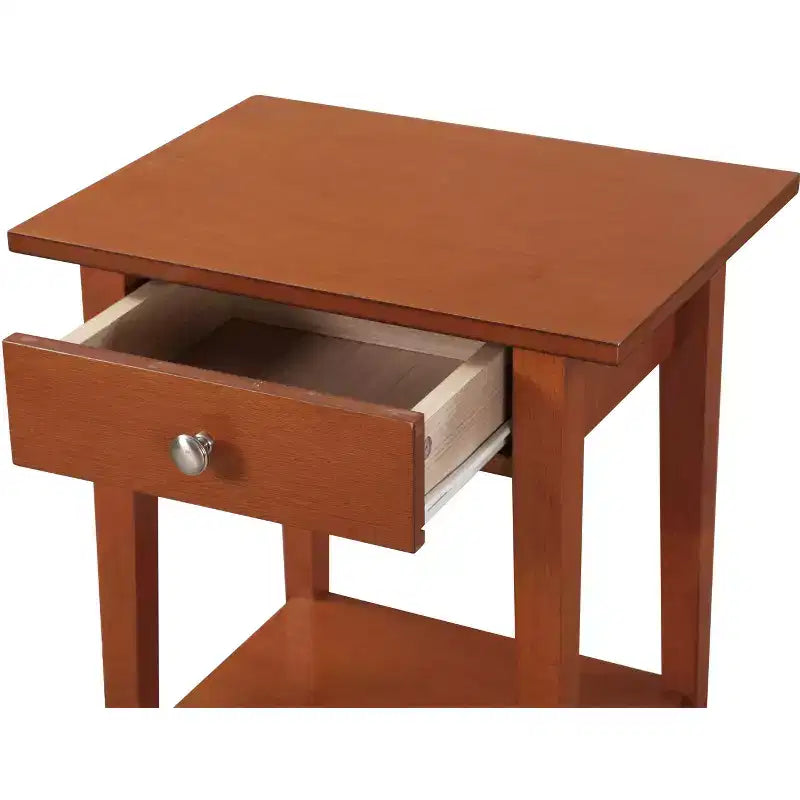 Table de chevet rectangulaire en bois de chêne avec tiroir – 71 cm (H) x 46 cm (L) x 36 cm (P), finition cerisier, style moderne