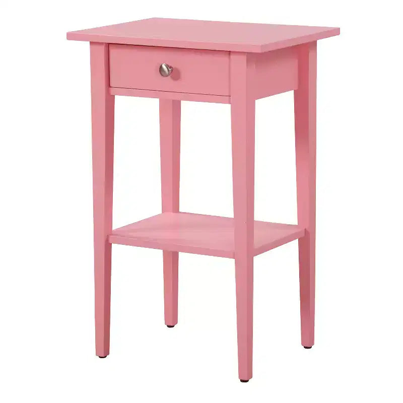 Table de chevet rectangulaire en bois de chêne avec tiroir – 71 cm (H) x 46 cm (L) x 36 cm (P), finition cerisier, style moderne