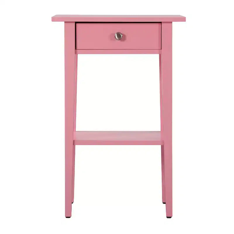 Table de chevet rectangulaire en bois de chêne avec tiroir – 71 cm (H) x 46 cm (L) x 36 cm (P), finition cerisier, style moderne