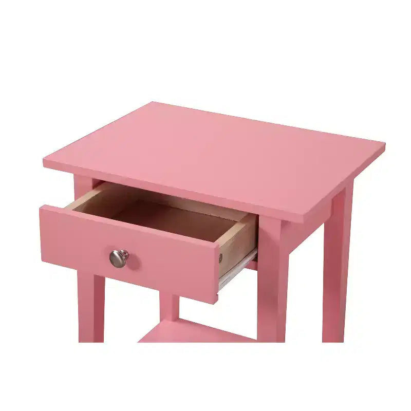 Table de chevet rectangulaire en bois de chêne avec tiroir – 71 cm (H) x 46 cm (L) x 36 cm (P), finition cerisier, style moderne