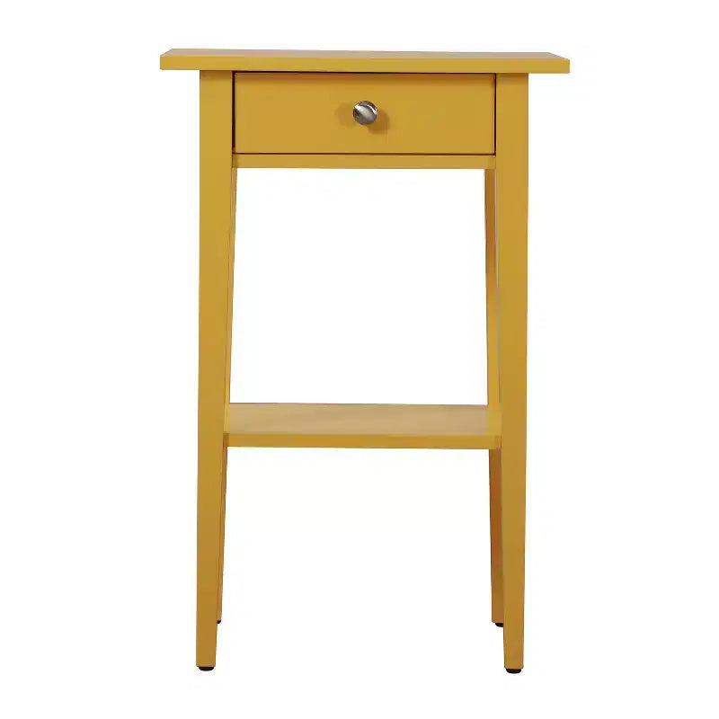 Table de chevet rectangulaire en bois de chêne avec tiroir – 71 cm (H) x 46 cm (L) x 36 cm (P), finition cerisier, style moderne
