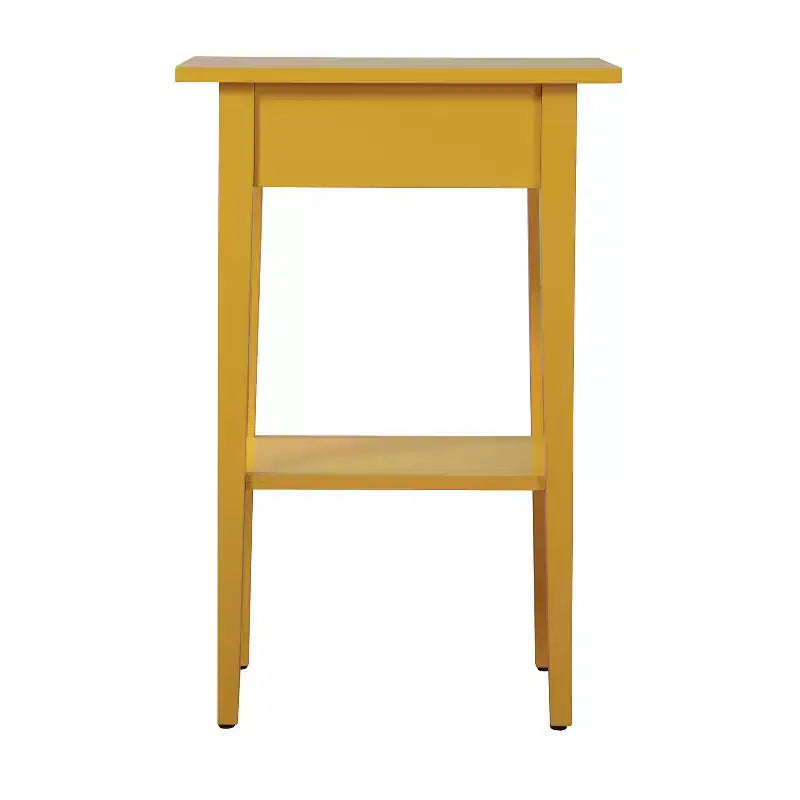 Table de chevet rectangulaire en bois de chêne avec tiroir – 71 cm (H) x 46 cm (L) x 36 cm (P), finition cerisier, style moderne