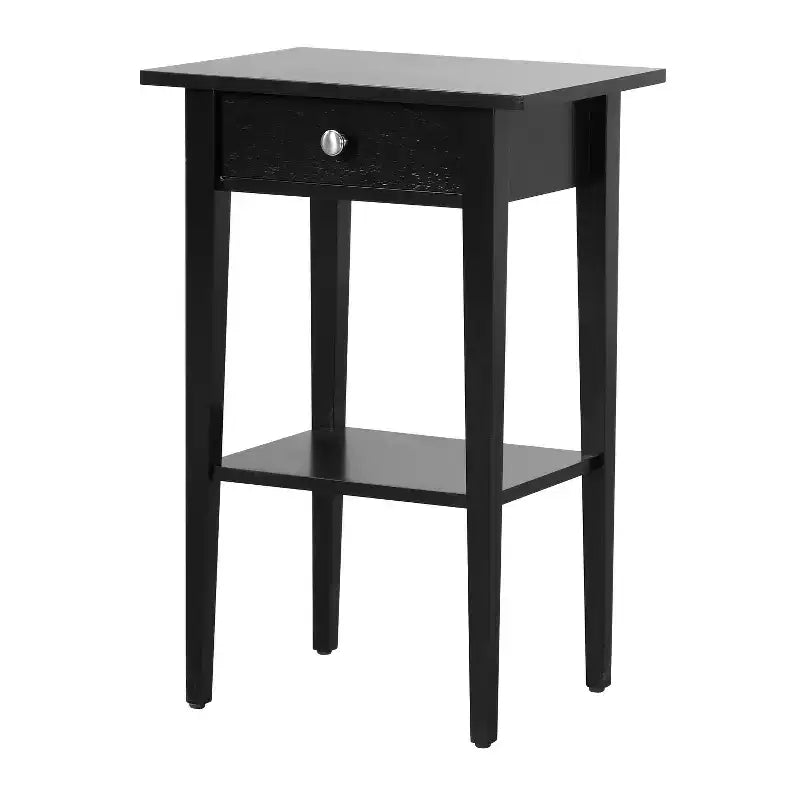 Table de chevet rectangulaire en bois de chêne avec tiroir – 71 cm (H) x 46 cm (L) x 36 cm (P), finition cerisier, style moderne