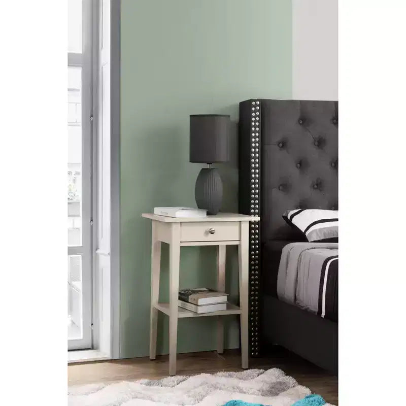 Table de chevet rectangulaire en bois de chêne avec tiroir – 71 cm (H) x 46 cm (L) x 36 cm (P), finition cerisier, style moderne