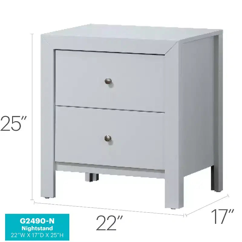 Table de chevet à 2 tiroirs avec finition noire – H 63,5 cm x L 55,9 cm x P 43,2 cm, style transitionnel, aucun assemblage requis