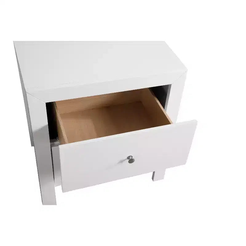 Table de chevet à 2 tiroirs avec finition noire – H 63,5 cm x L 55,9 cm x P 43,2 cm, style transitionnel, aucun assemblage requis