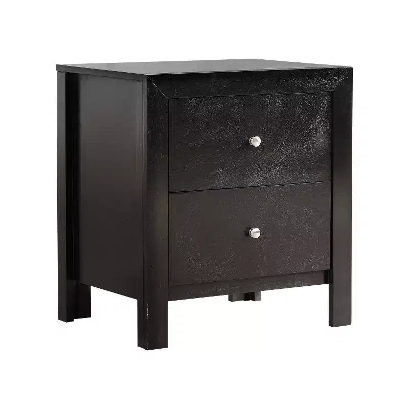 Table de chevet à 2 tiroirs avec finition noire – H 63,5 cm x L 55,9 cm x P 43,2 cm, style transitionnel, aucun assemblage requis