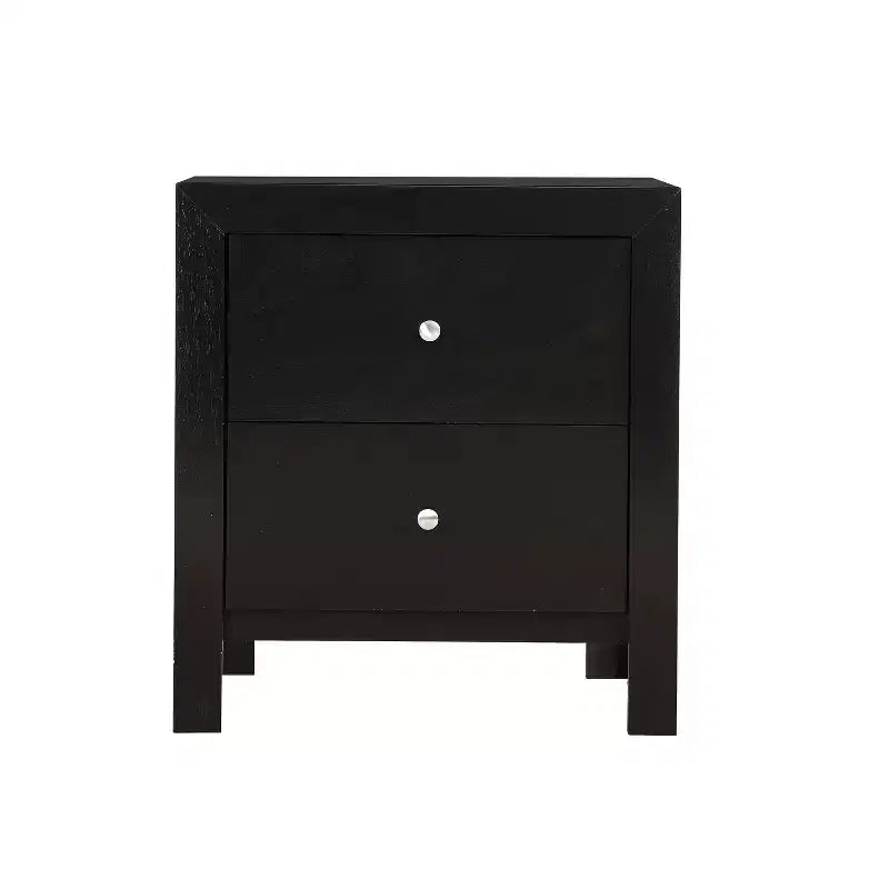 Table de chevet à 2 tiroirs avec finition noire – H 63,5 cm x L 55,9 cm x P 43,2 cm, style transitionnel, aucun assemblage requis