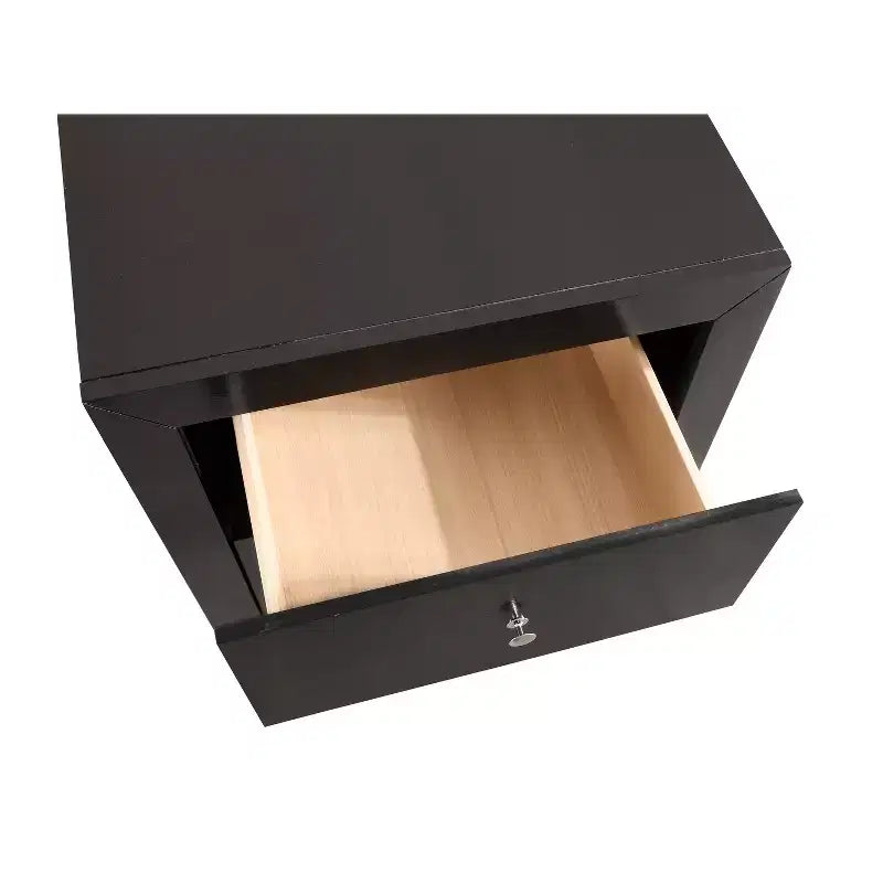 Table de chevet à 2 tiroirs avec finition noire – H 63,5 cm x L 55,9 cm x P 43,2 cm, style transitionnel, aucun assemblage requis