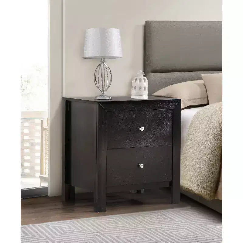 HomeStock Rectangle Cherry Wood Nighstand For Living Room and Bedroom