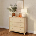 Elio Rattan 3 Drawer Dresser with Brass Knob